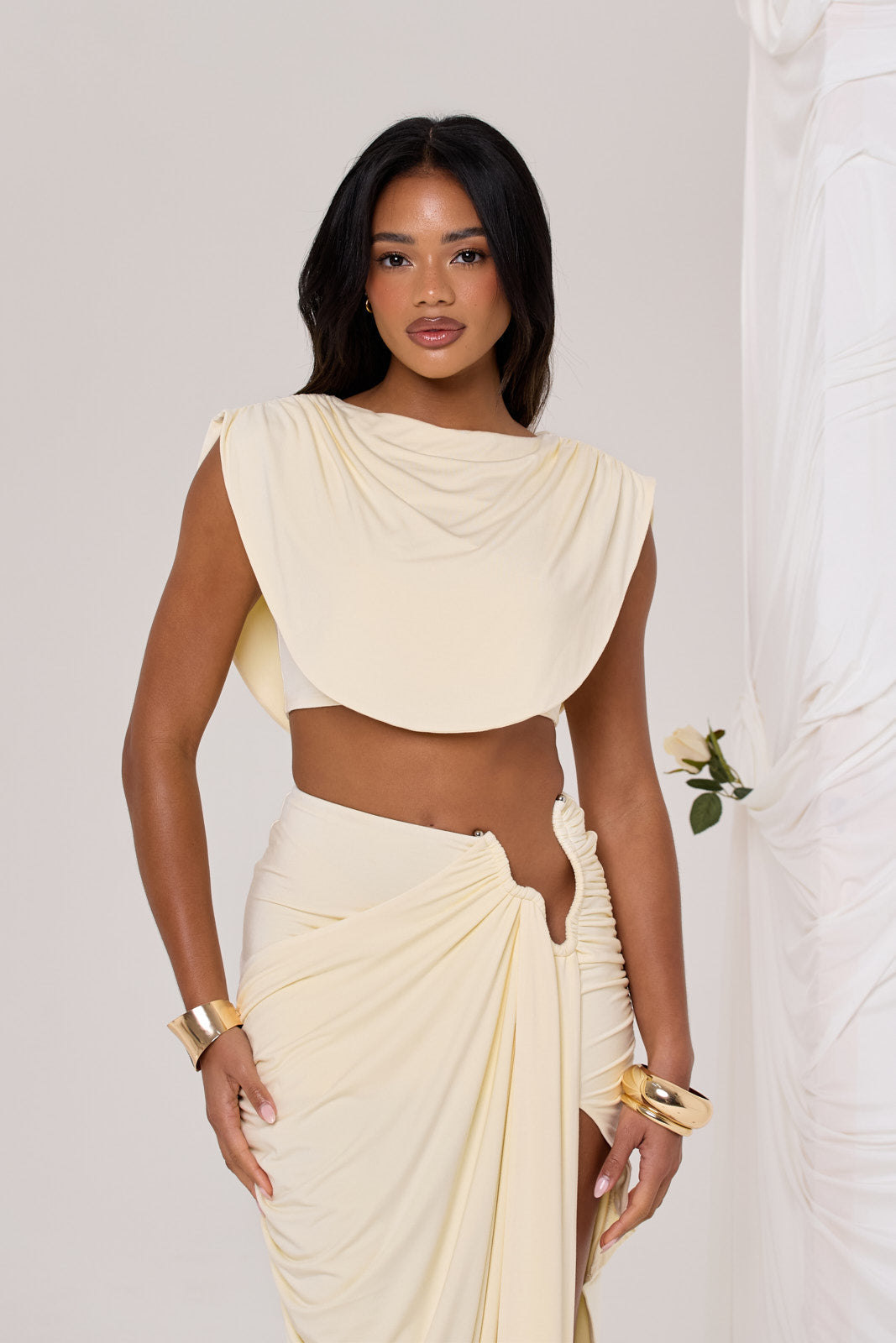 Elise | Butter Lemon Maxi Skirt Set