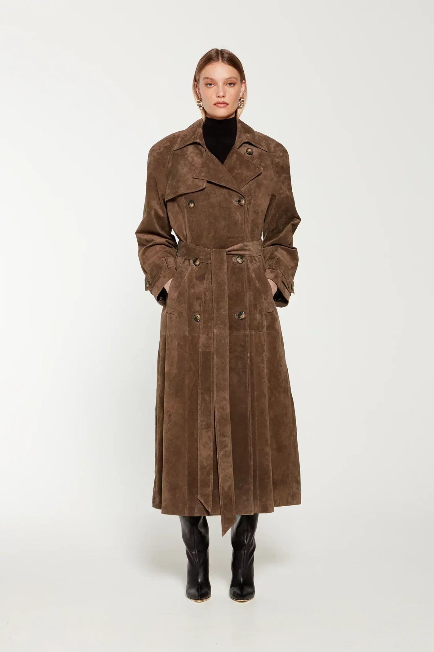 Anna - Suede Leather Trench Coat