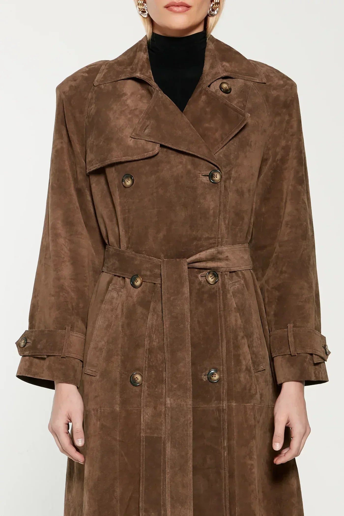 Anna - Suede Leather Trench Coat