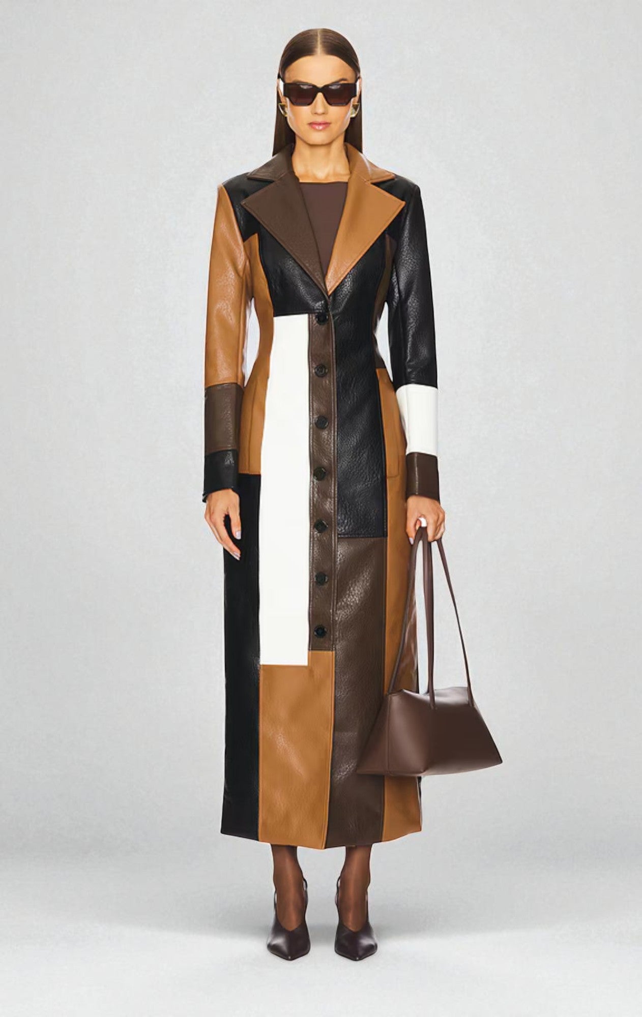 Rosaline | Mosaic Leather Coat