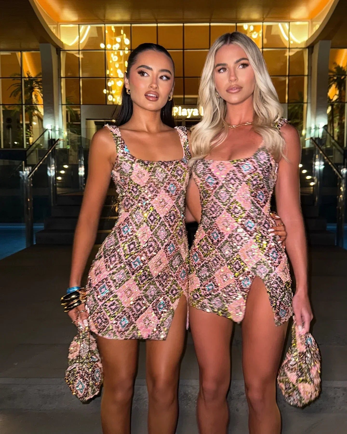 Sequin Crystal Dress Rose