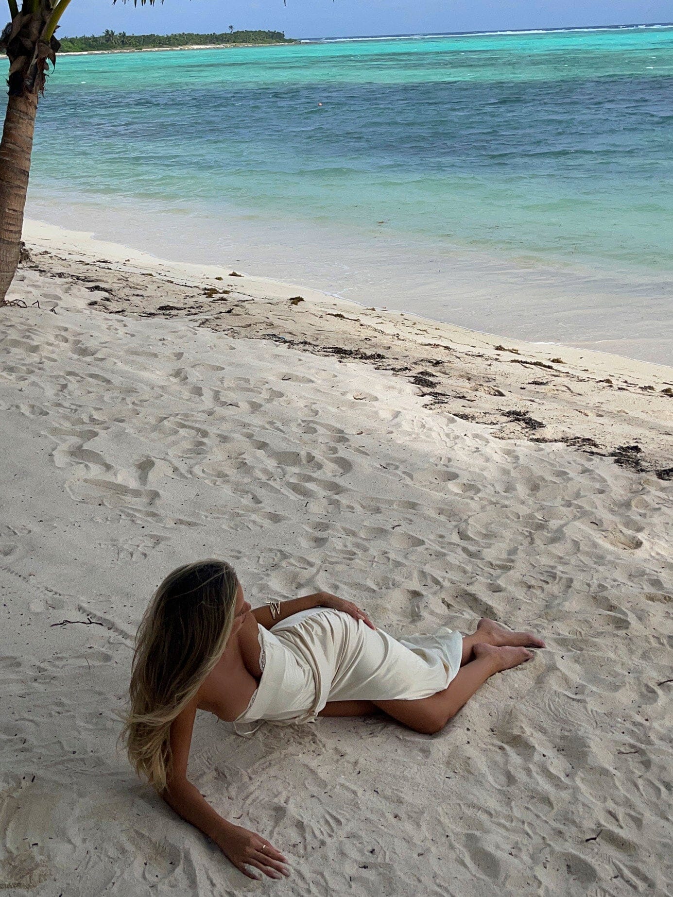 Ivory Corset Slit Dress