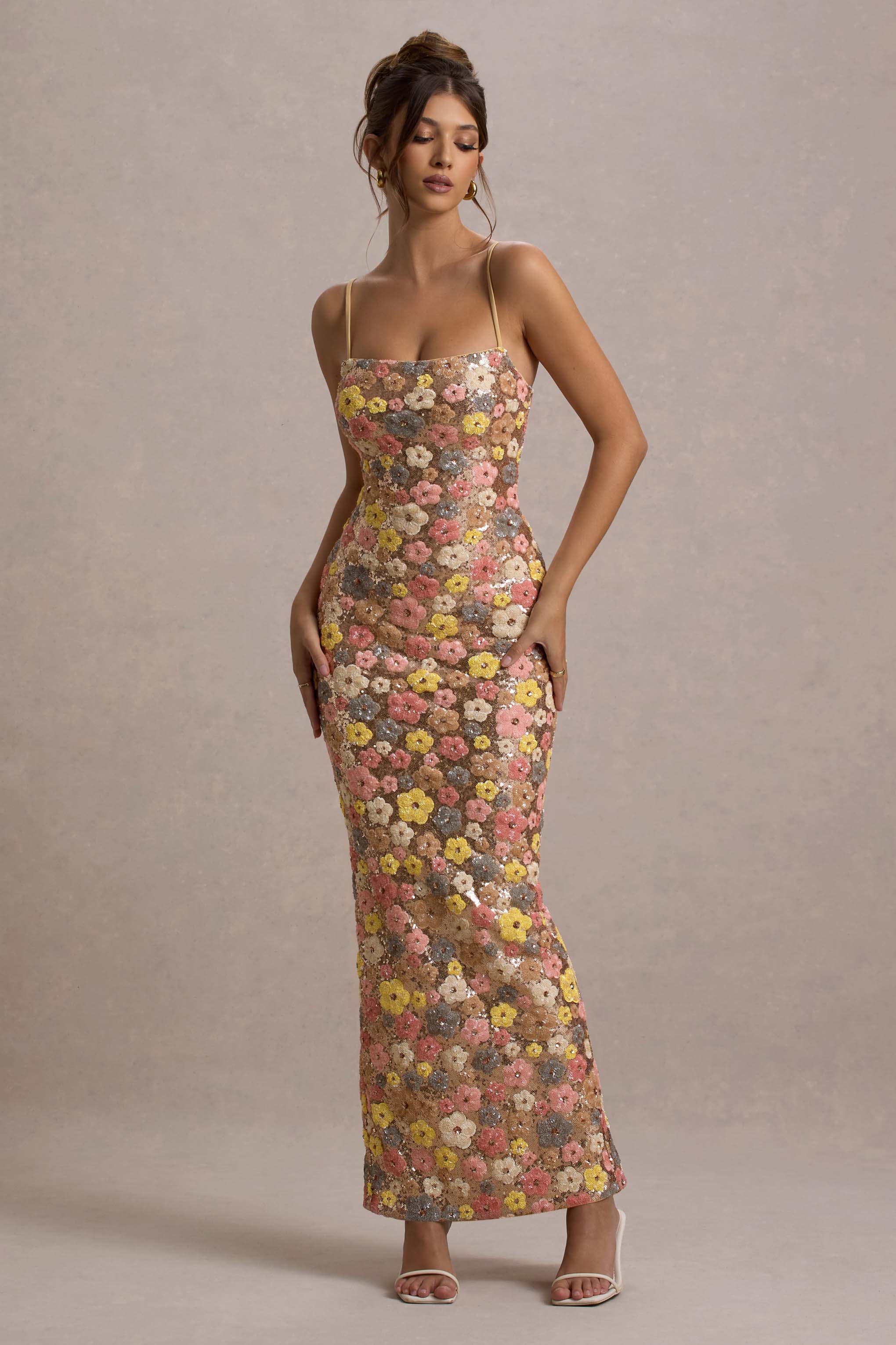 Elara Floral Sequin Maxi